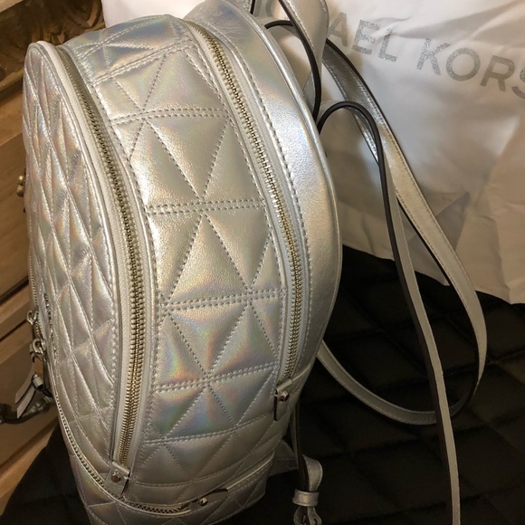 Silver Micheal Kors backpack. - Picture 4 of 5